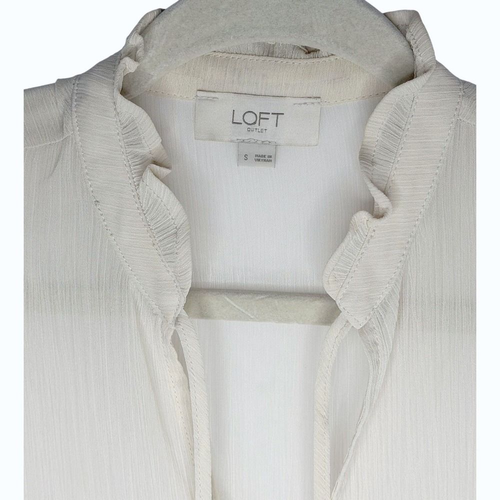 LOFT Outlet Blouse‎ Womens Small Ivory Sheer Ruffle Tiered Peplum Boho Top